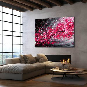 Black And Red Cherry Blossom Abstract Art