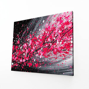 Black And Red Cherry Blossom Abstract Art
