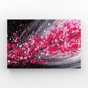 Black And Red Cherry Blossom Abstract Art