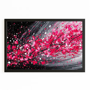Black And Red Cherry Blossom Abstract Art