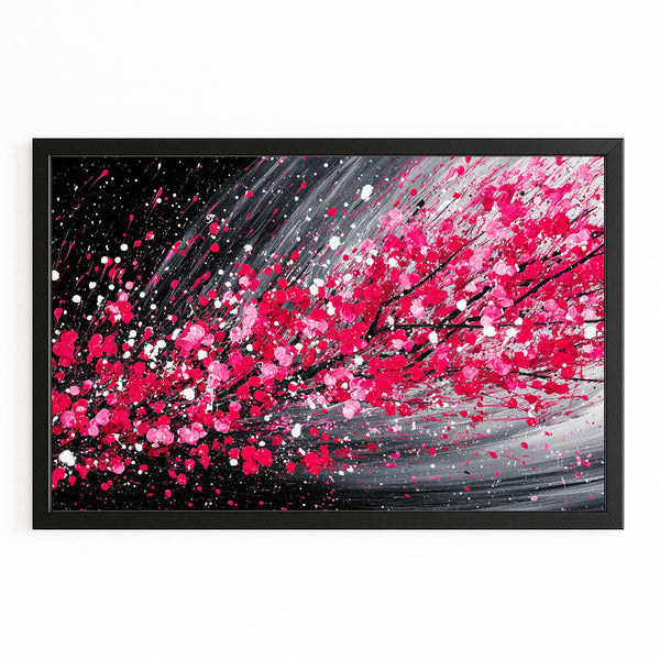 Black And Red Cherry Blossom Abstract Art