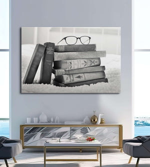 Black and White Books Canvas Wall Art | MusaArtGallery™