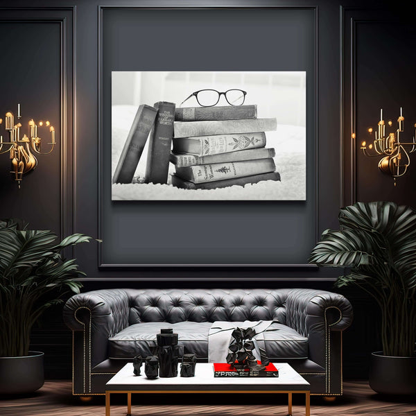 Black and White Books Canvas Wall Art | MusaArtGallery™