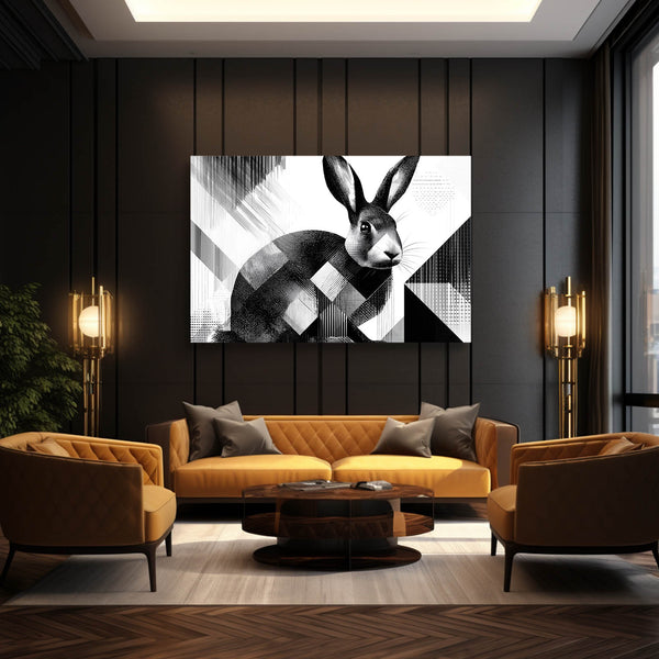 Black And White Bunny Rabbit Wall Art
