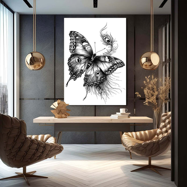 Black And White Butterfly Art Wall | MusaArtGallery™