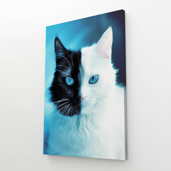 Black and White Cat Art Canvas | MusaArtGallery™