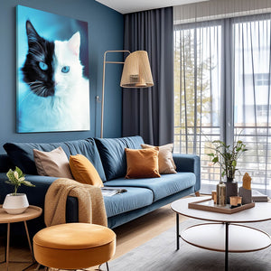 Black and White Cat Art Canvas | MusaArtGallery™