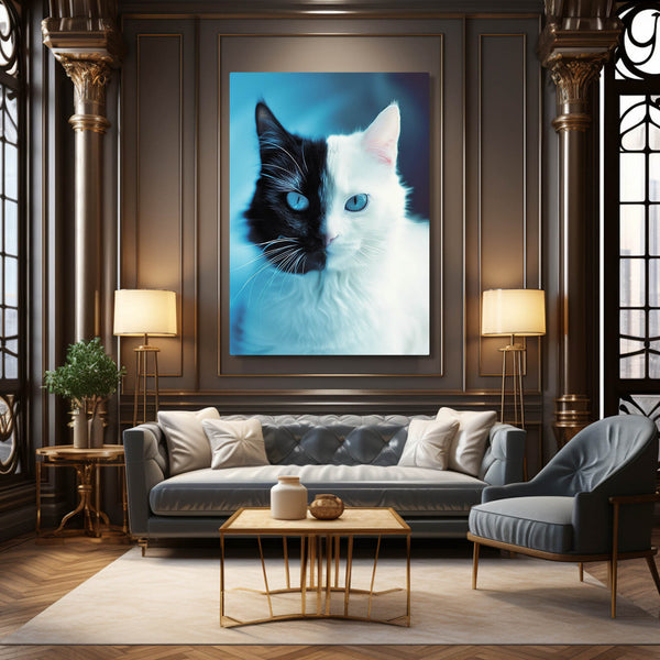 Black and White Cat Art Canvas | MusaArtGallery™