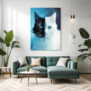 Black and White Cat Art Canvas | MusaArtGallery™