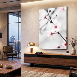 Black and White Cherry Blossom Flower Art