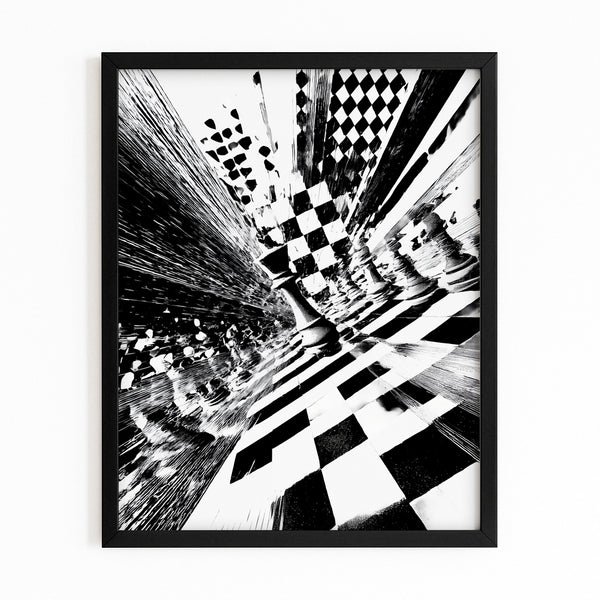 Black And White Chess Board Art