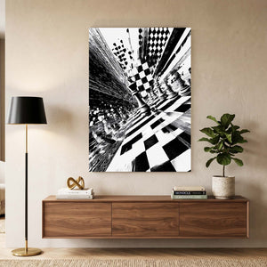 Black And White Chess Board Art