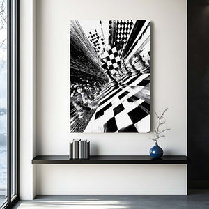 Black And White Chess Board Art
