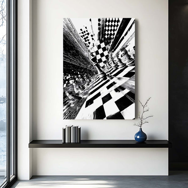 Black And White Chess Board Art