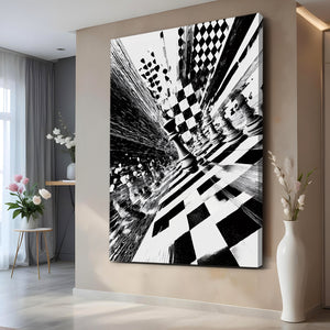 Black And White Chess Board Art