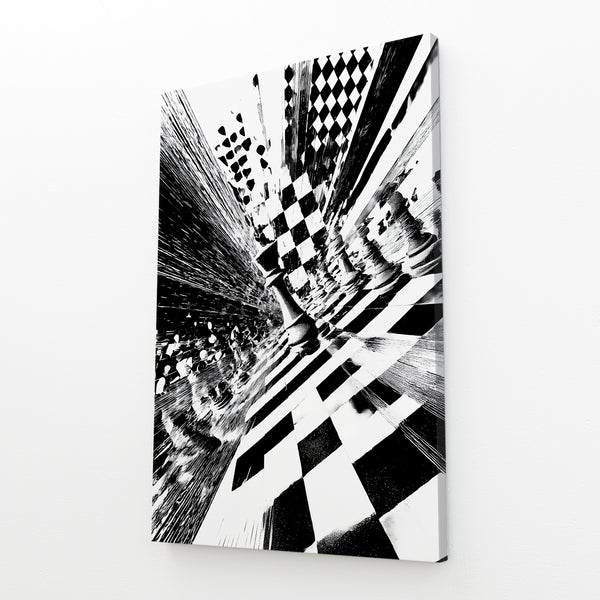 Black And White Chess Board Art