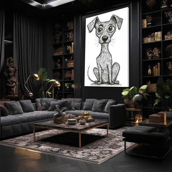 Black And White Dog Artwork