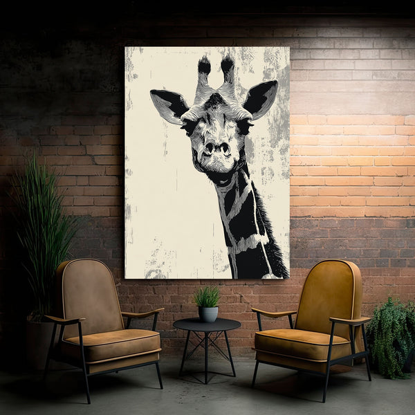 Black And White Giraffe Art