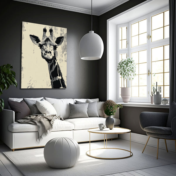 Black And White Giraffe Art