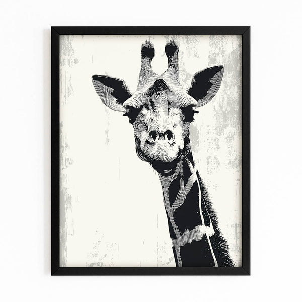 Black And White Giraffe Art