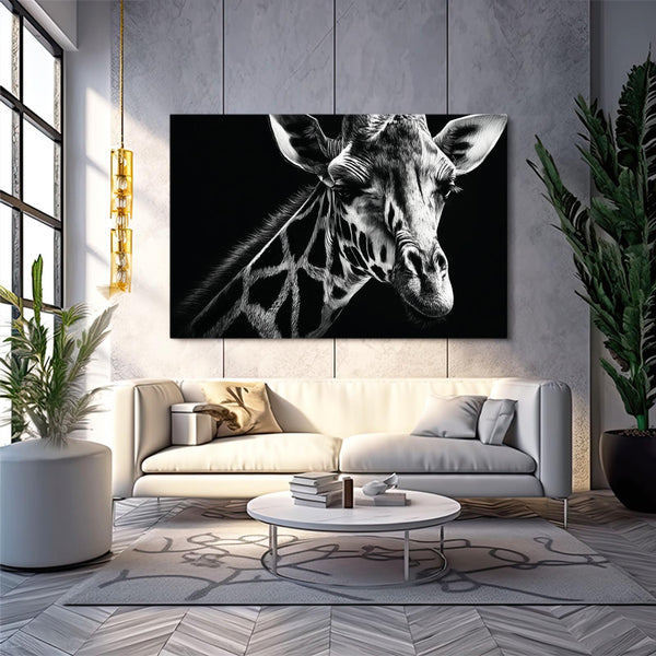 Black And White Giraffe Canvas Art