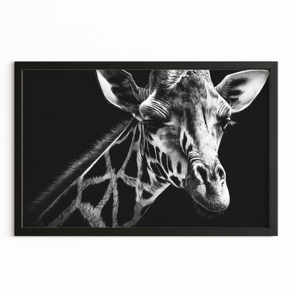 Black And White Giraffe Canvas Art