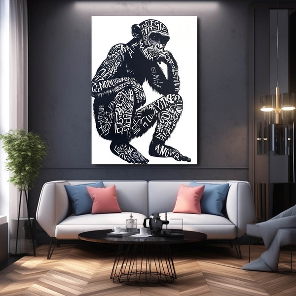 Black And White Monkey Wall Art