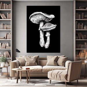 Black And White Mushroom Art | MusaArtGallery™