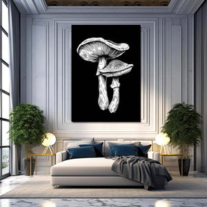 Black And White Mushroom Art | MusaArtGallery™