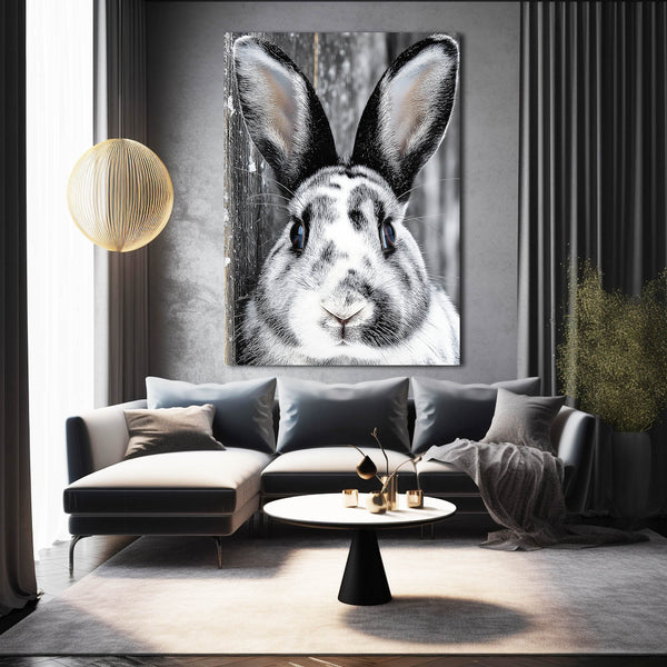 Black And White  Rabbit Canvas Wall Art