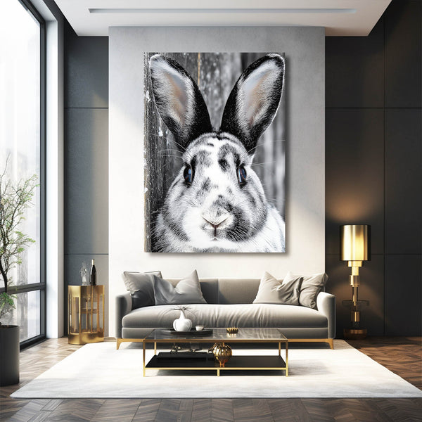 Black And White  Rabbit Canvas Wall Art