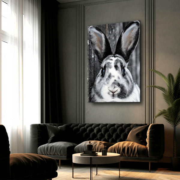 Black And White  Rabbit Canvas Wall Art
