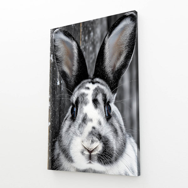 Black And White  Rabbit Canvas Wall Art