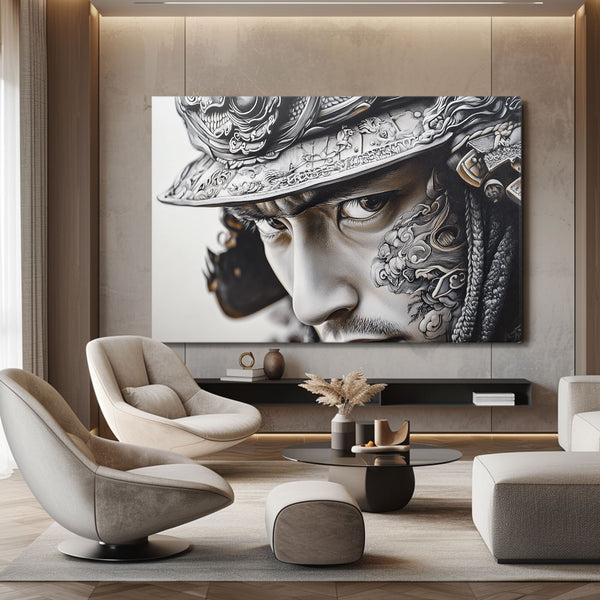 Black And White Samurai Canvas