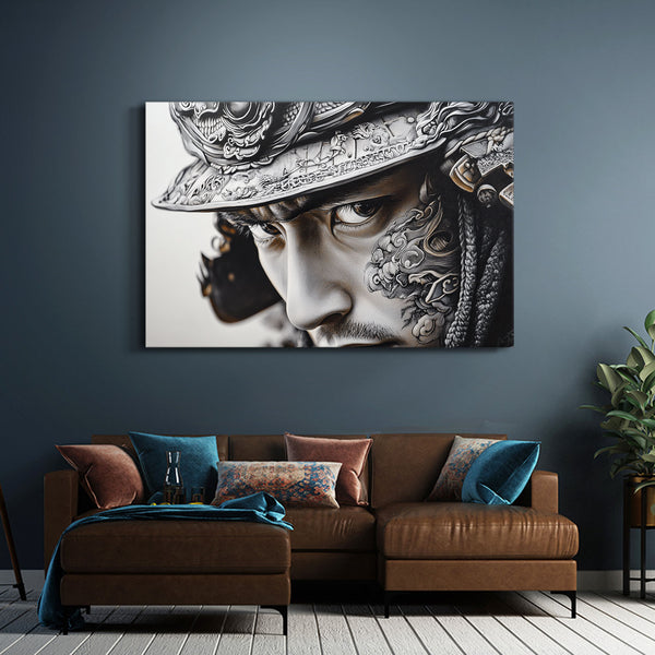 Black And White Samurai Canvas