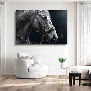 Black and White Stallion's Grace Wall Art | MusaArtGallery™