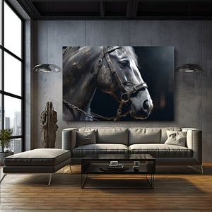 Black and White Stallion's Grace Wall Art | MusaArtGallery™