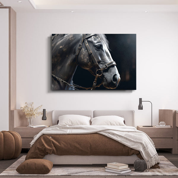 Black and White Stallion's Grace Wall Art | MusaArtGallery™