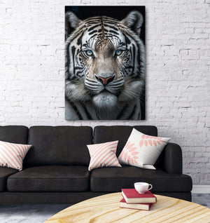 Black and White Tiger Canvas Wall Art | MusaArtGallery™