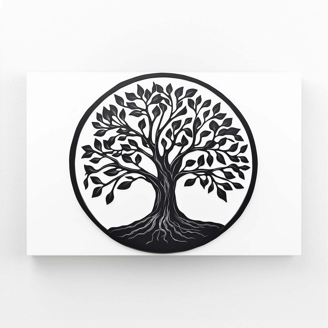 Black And White Tree Of Life Canvas Wall Art