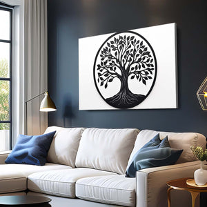 Black And White Tree Of Life Canvas Wall Art