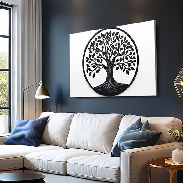 Black And White Tree Of Life Canvas Wall Art