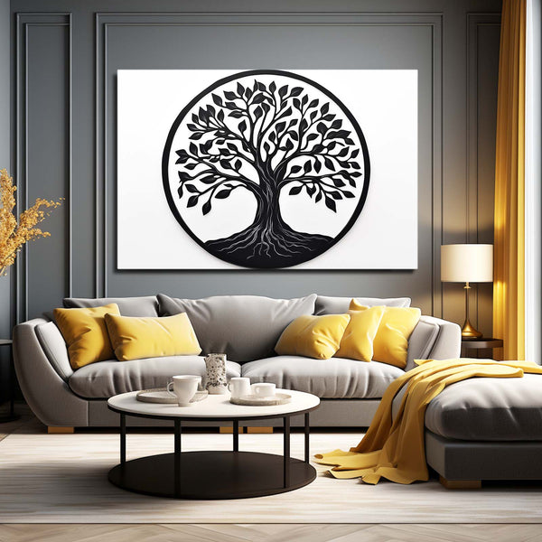 Black And White Tree Of Life Canvas Wall Art