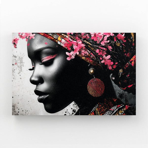 Black And White Woman Cherry Blossom Art
