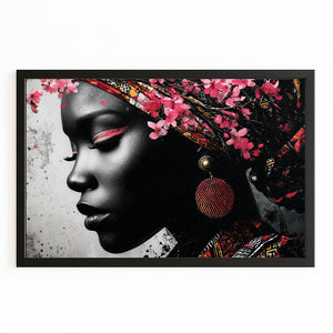 Black And White Woman Cherry Blossom Art