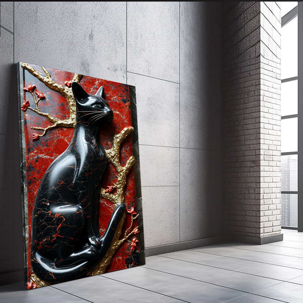 Black Cat Statue Wall Art | MusaArtGallery™