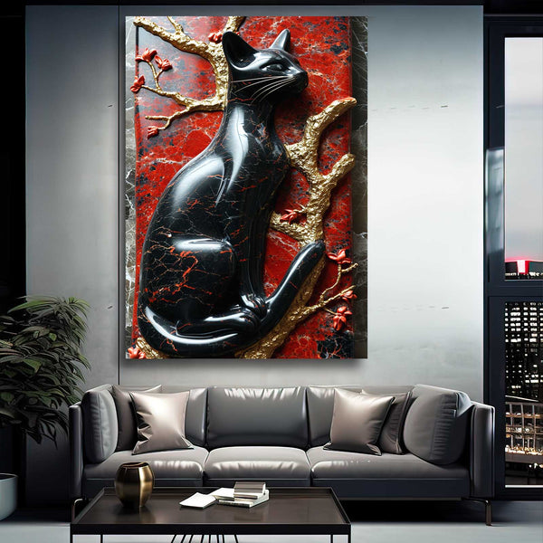 Black Cat Statue Wall Art | MusaArtGallery™