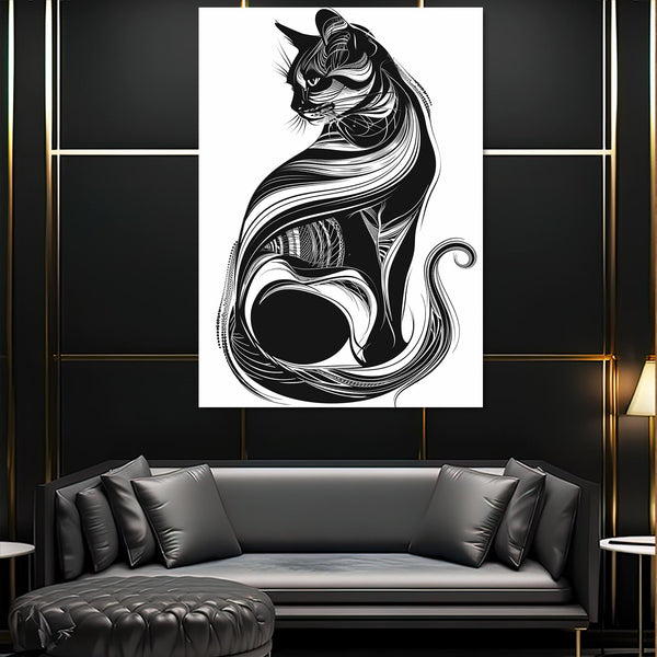 Black Drawing Cat Art | MusaArtGallery™