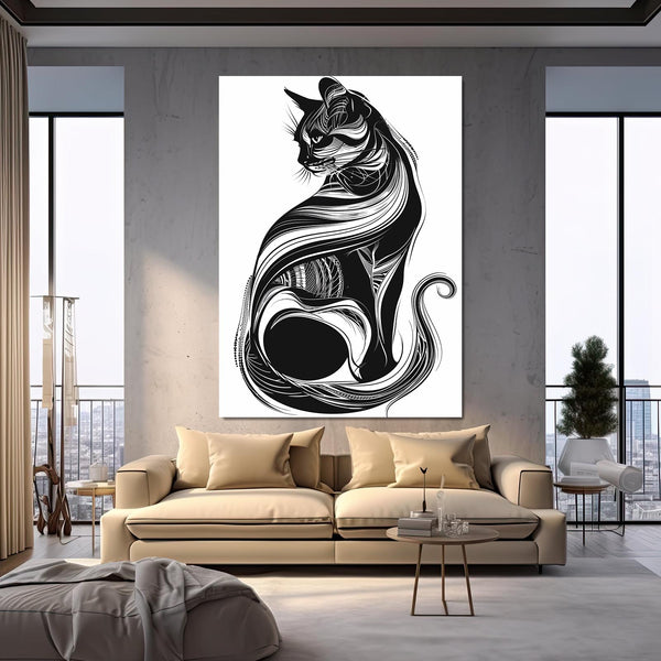 Black Drawing Cat Art | MusaArtGallery™