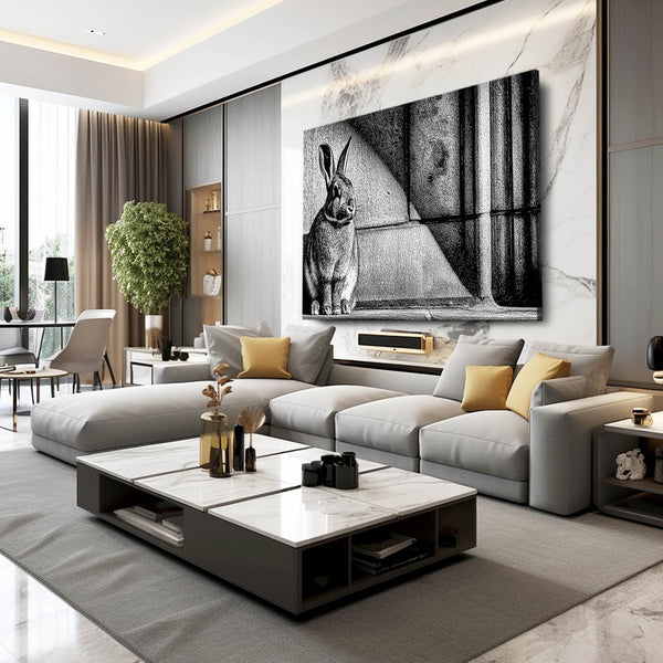 Black Horizontal Bunny Wall Art